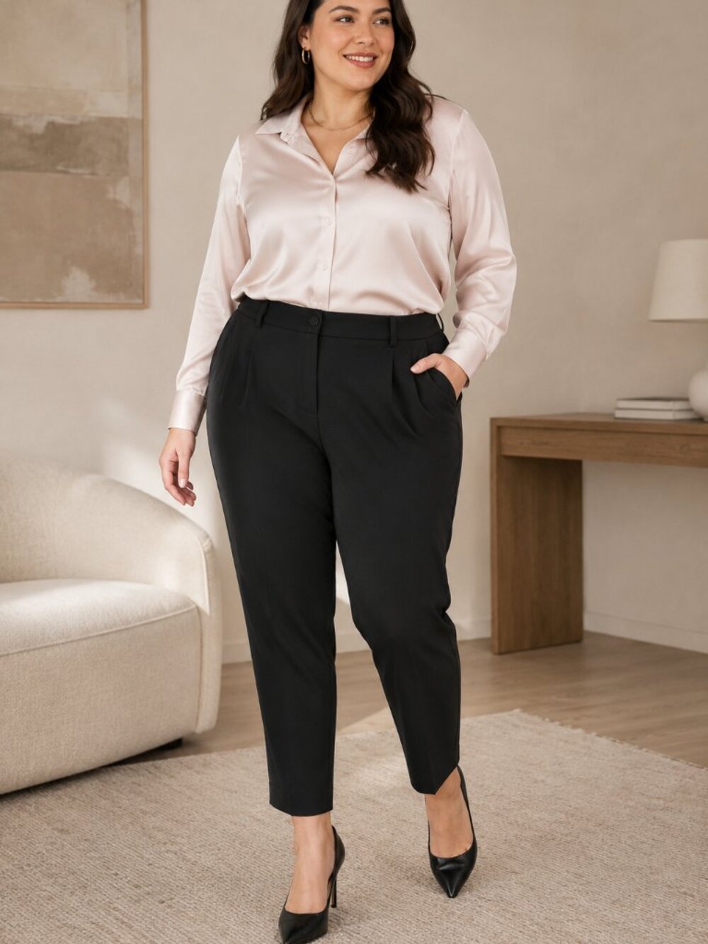 Calvin Klein Elastic-Back High-Rise Ankle Pants – Black – Plus Size 22W – NWT
